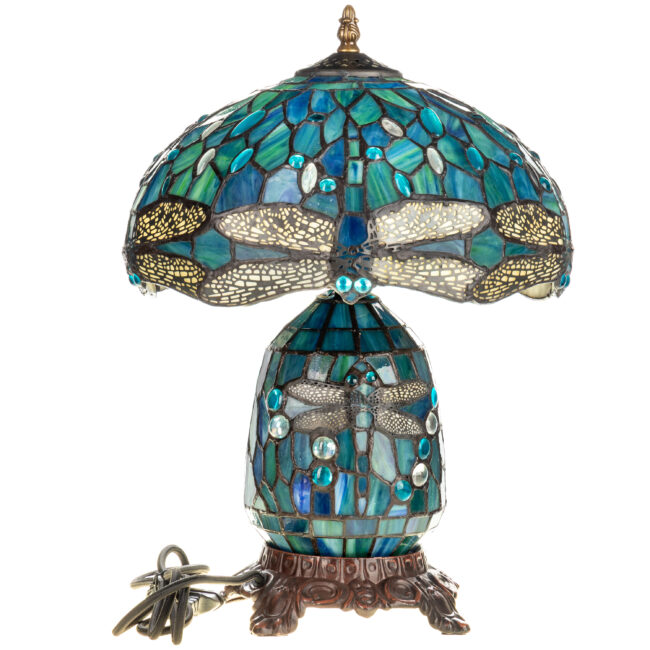 Lampă de masă în stil Tiffany cu libelule